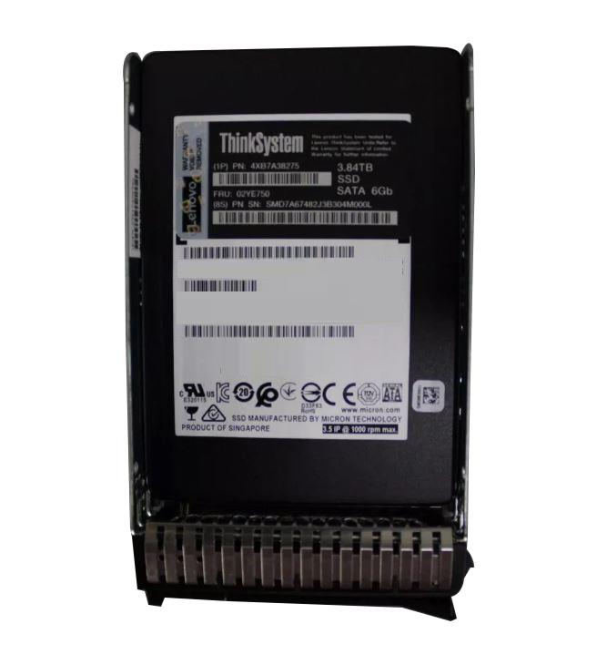 02YE750 Lenovo 3.84TB SATA 6Gbps Hot Swap 2.5-inch Internal Solid State Drive (SSD) for DCG Think System