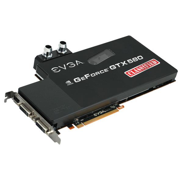 03G-P3-1593-FR EVGA Nvidia GeForce GTX 580 Classified Hydro Copper 3072MB GDDR5 Dual DVI / Mini HDMI / HDCP Ready/ SLI Support PCI-Express 2.0 Video Graphics Card