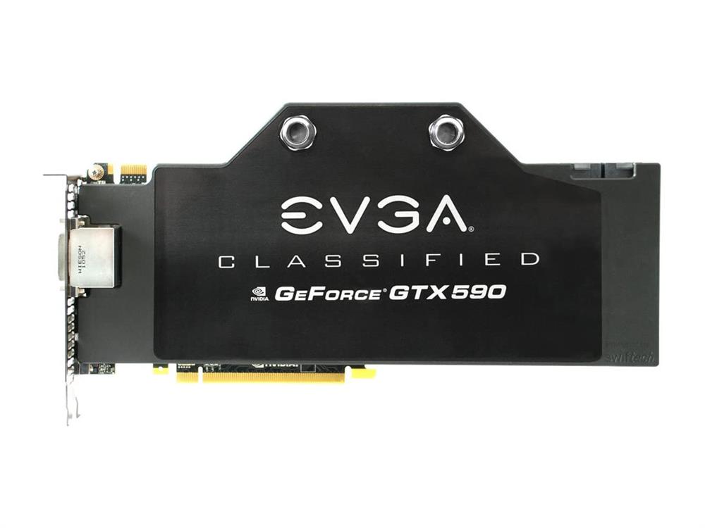 03G-P3-1599-A3 EVGA GeForce GTX 590 Classified Hydro Copper 3072MB GDDR5 Mini DisplayPort / DVI / Ready SLI Support PCI-Express 2.0