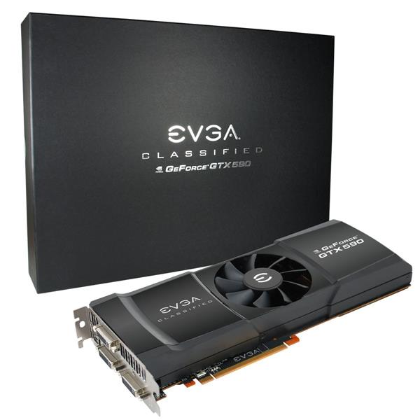 03GP31598 EVGA Nvidia GTX 590 3GB GDDR5 768-Bit 3x DVI / DisplayPort / HDCP Ready PCI-Express 2.0 x16 Video Graphics Card