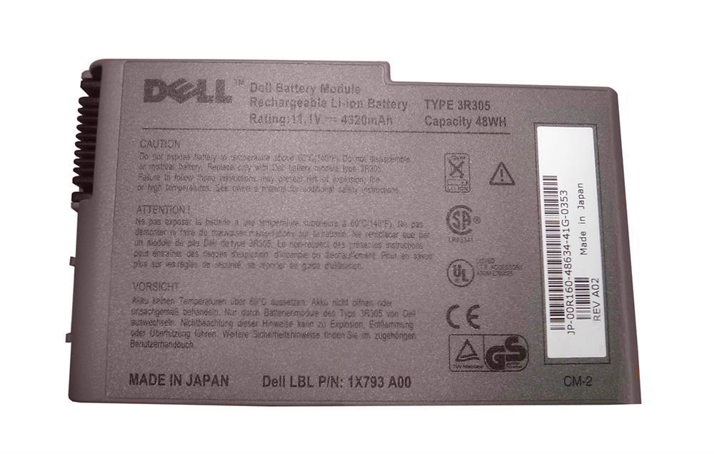 03R305 Dell 11.1V Lithium-Ion Battery for Dell Latitude D500/D505/D510/D600/D610 Inspiron 500M/510M/600M (Refurbished)