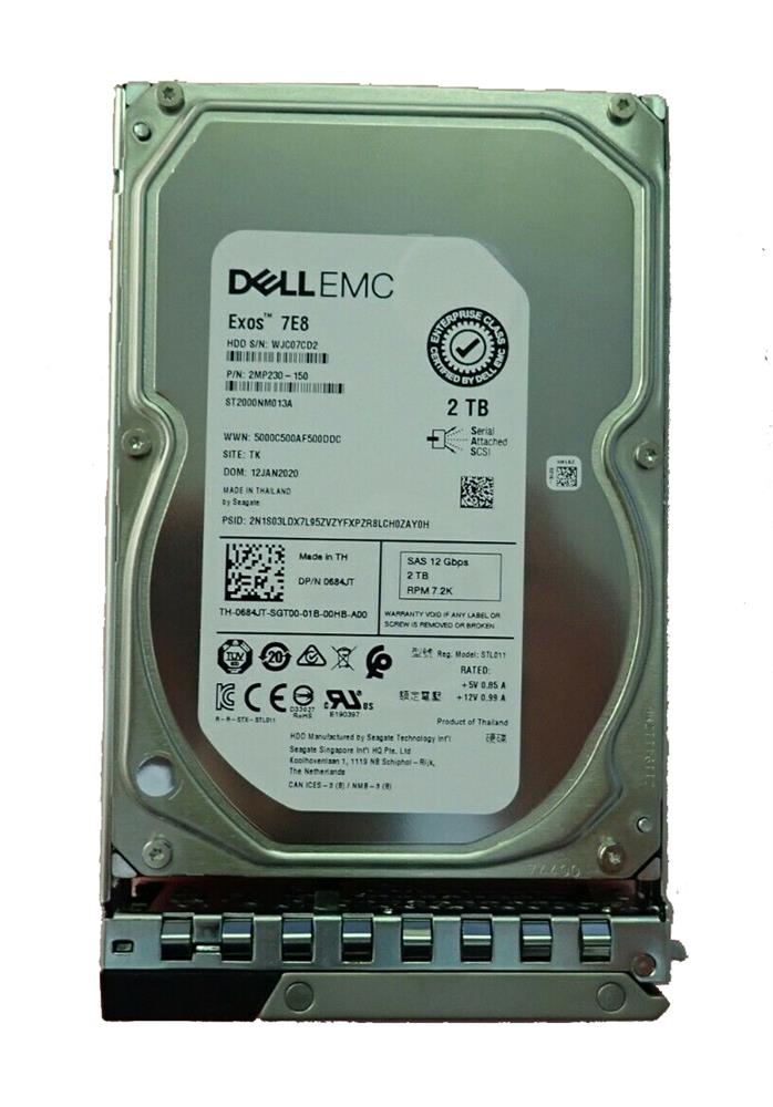 0684JT Dell 2TB 7200RPM SAS 12Gbps 3.5-inch Internal Hard Drive