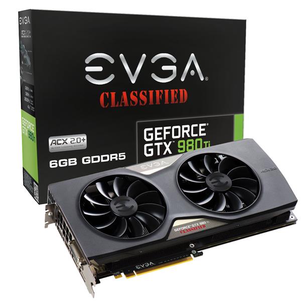 06G-P4-4998-KR EVGA GeForce GTX 980 Ti Classified ACX 2.0+ 6GB 384-Bit GDDR5 PCI Express 3.0 DVI-I/ HDMI/ 3x DisplayPort Video Graphics Card