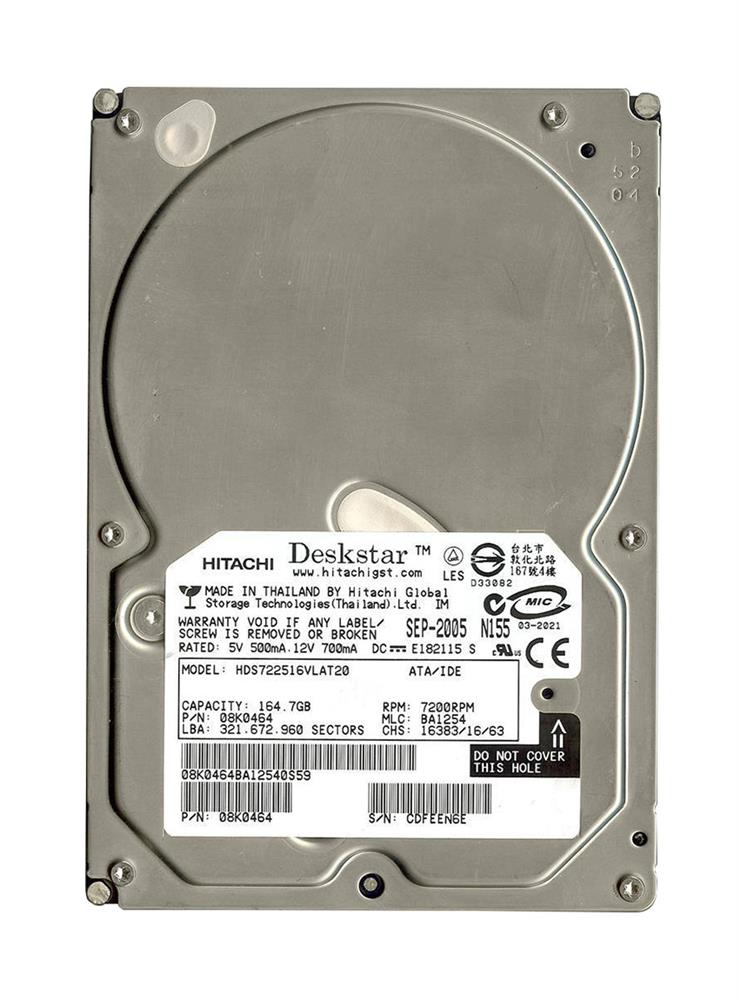 08K0464 Hitachi Deskstar 7K250 160GB 7200RPM ATA-100 2MB Cache 3.5-inch Internal Hard Drive