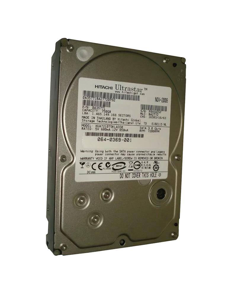 0A35771-20PK Hitachi Ultrastar A7K1000 750GB 7200RPM SATA 3Gbps 32MB Cache 3.5-inch Internal Hard Drive (20-Pack)