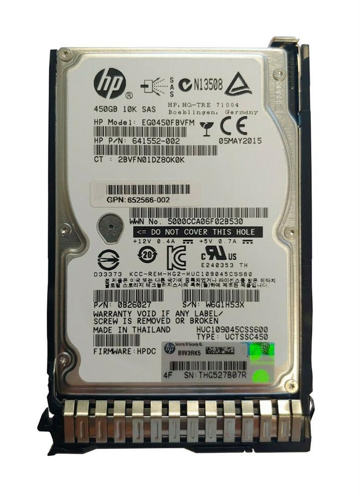 0B26027 HPE 450GB 10000RPM SAS 6Gbps 2.5-inch Internal Hard Drive