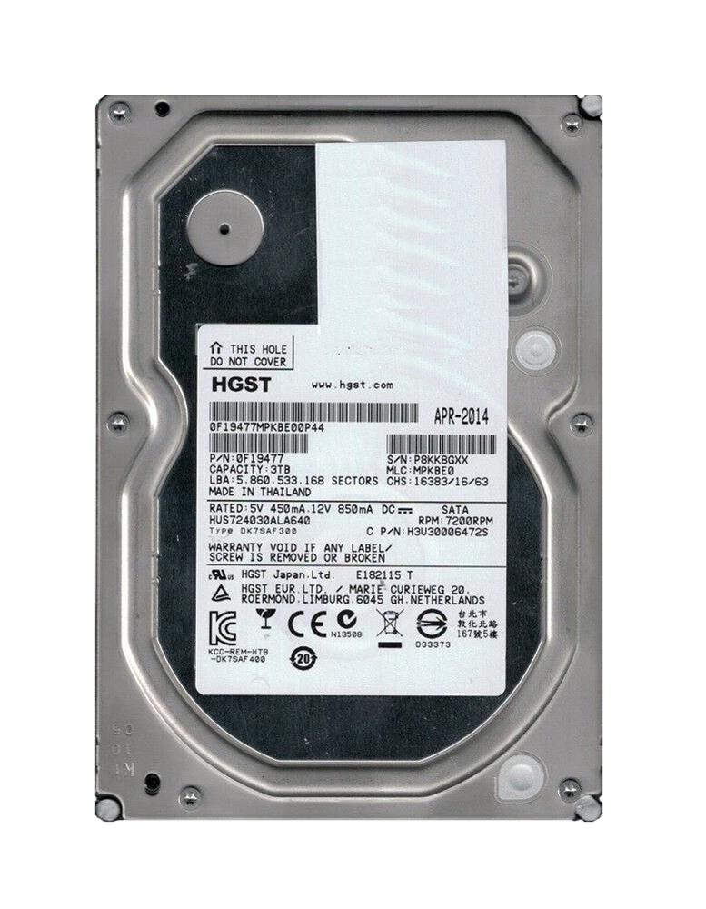 0F19477 HGST Hitachi Ultrastar 7K4000 3TB 7200RPM SATA 6Gbps 64MB Cache (512n) 3.5-inch Internal Hard Drive