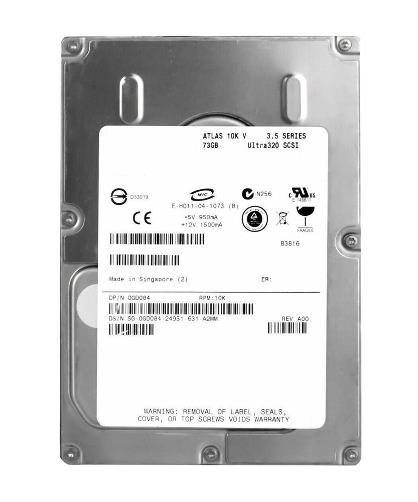 0GD084 Dell 73GB 10000RPM Ultra-320 SCSI 80-Pin 8MB Cache 3.5-inch Internal Hard Drive