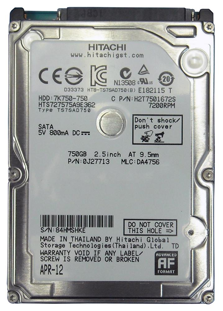 0J27713 HGST Hitachi Travelstar 7K750 750GB 7200RPM SATA 3Gbps 16MB Cache (512e) 2.5-inch Internal Hard Drive