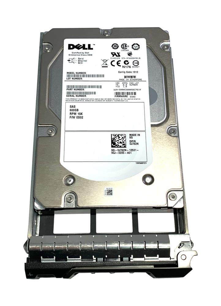 0J762N Dell 600GB 15000RPM SAS 6Gbps 16MB Cache 3.5-inch Internal Hard Drive