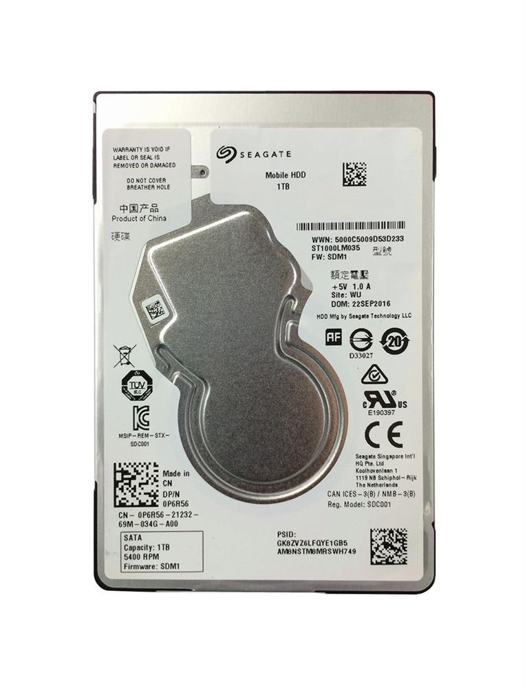 0P6R56 Dell 1TB 5400RPM SATA 6Gbps 128MB Cache 2.5-inch Internal Hard Drive