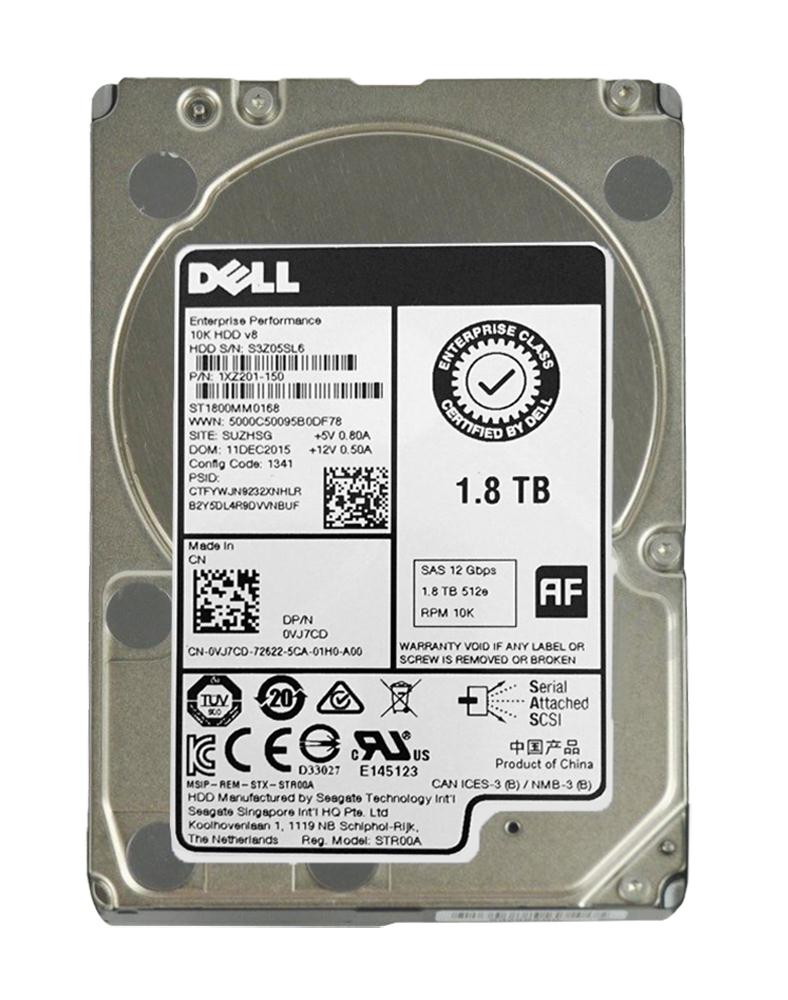0VJ7CD Dell 1.8TB 10000RPM SAS 12Gbps 128MB Cache (512e) 2.5-inch Internal Hard Drive for PowerVault MD1420 MD3420