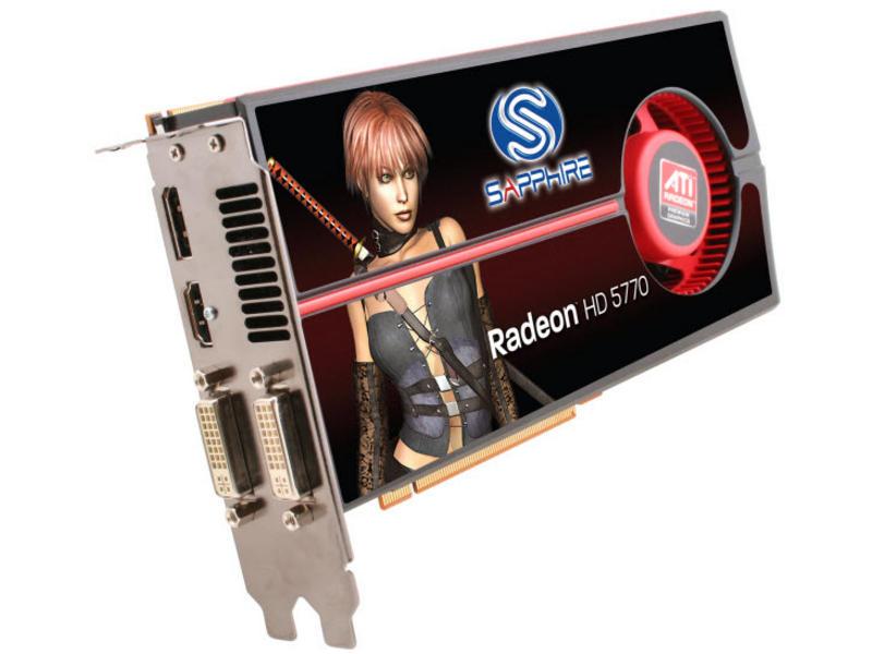 100283L Sapphire Radeon HD 5770 1GB GDDR5 128-Bit PCI Express 2.0 x16 Dual DVI/ HDMI/ DisplayPort/ HDCP Ready/ CrossFireX Support Video Graphics Card