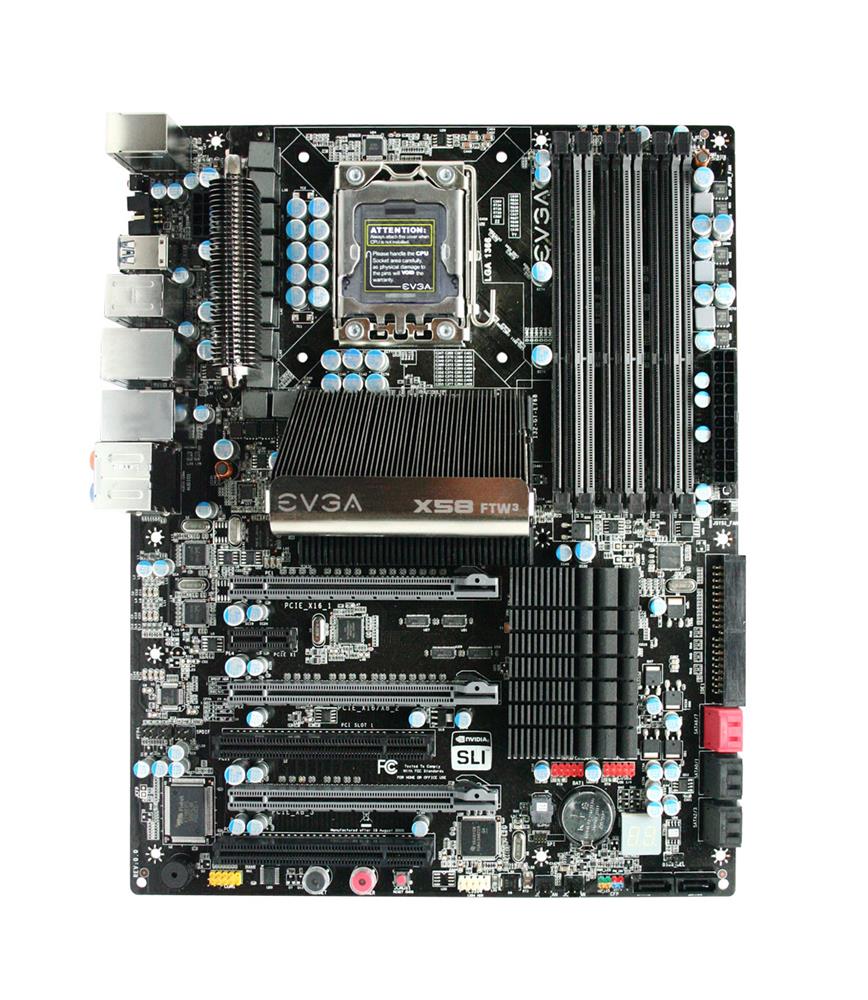 132-GT-E768-TR EVGA X58 FTW3 Desktop Motherboard Intel Chipset ATX Socket B LGA-1366 24GB DDR3 SDRAM Ultra ATA/133 (ATA-7) SATA/600 SATA/300 7.1 Channel Audio (Refurbished)