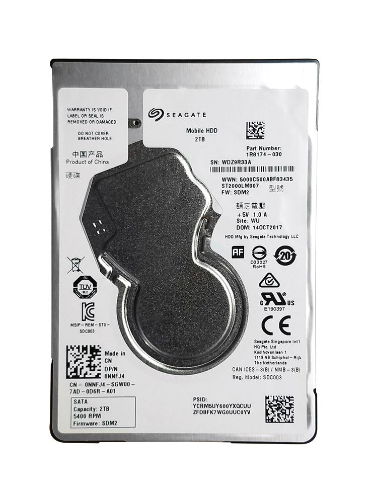 1R8174-030 Seagate Mobile HDD 2TB 5400RPM SATA 6Gbps 128MB Cache 2.5-inch Internal Hard Drive