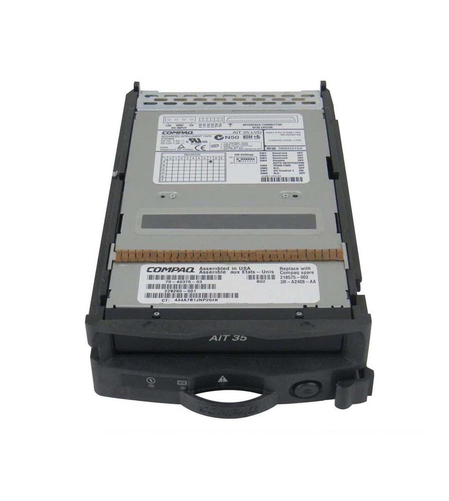 218575-002 HP 35GB AIT SCSI LVD Hot Plug Tape Drive with Carrier (Internal/Carbon) Proliant Servers