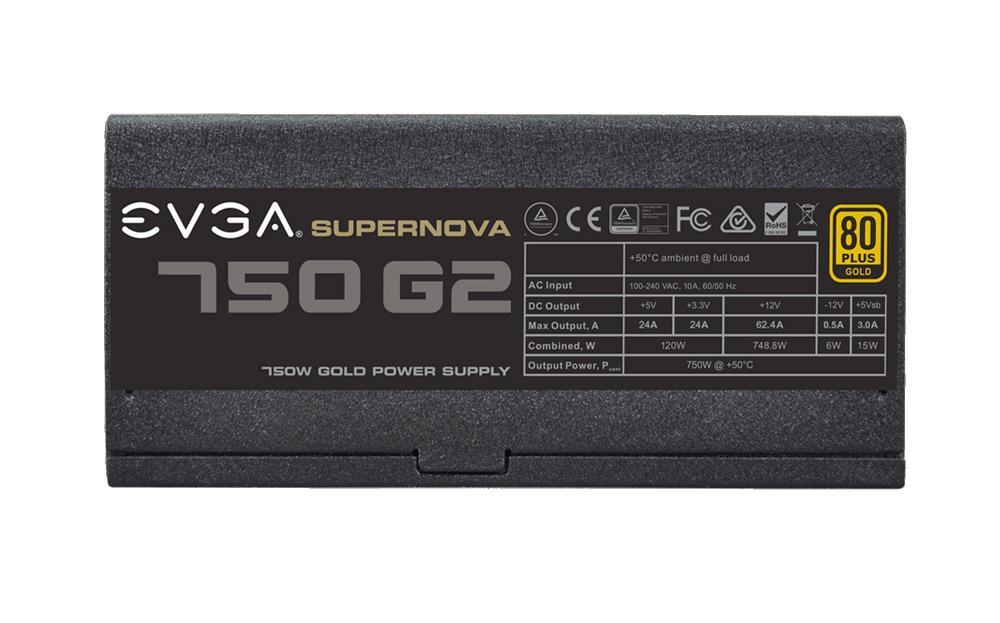 220-G2-0750-X2 EVGA SuperNOVA 750 G2 750-Watts 80 Plus Gold Power Supply