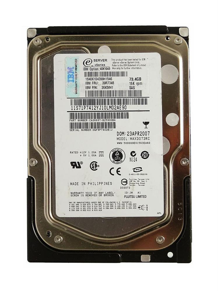 26K5841 IBM 73.4GB 15000RPM SAS 3Gbps 16MB Cache 3.5-inch Internal Hard Drive