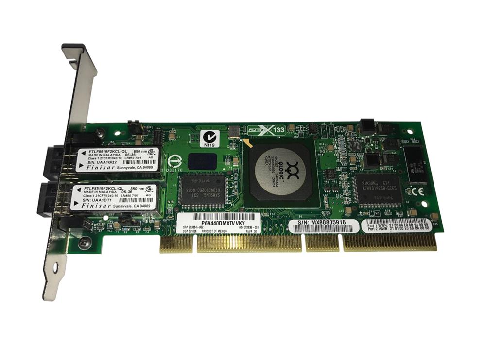 283384-002 HP QLA2342 Dual-Ports LC 2Gbps Fibre Channel PCI-X Host Bus Network Adapter 