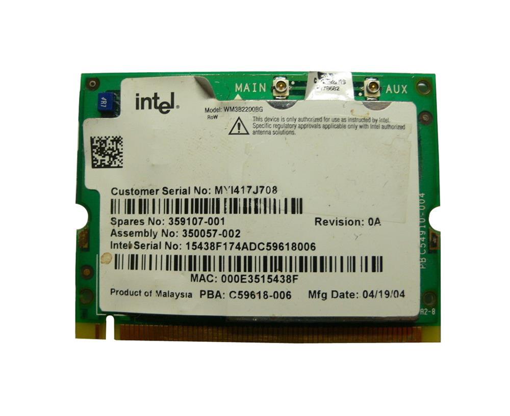 350057-002N HP 11Mbps IEEE 802.11b/g Mini PCI WLAN Wireless Network Card
