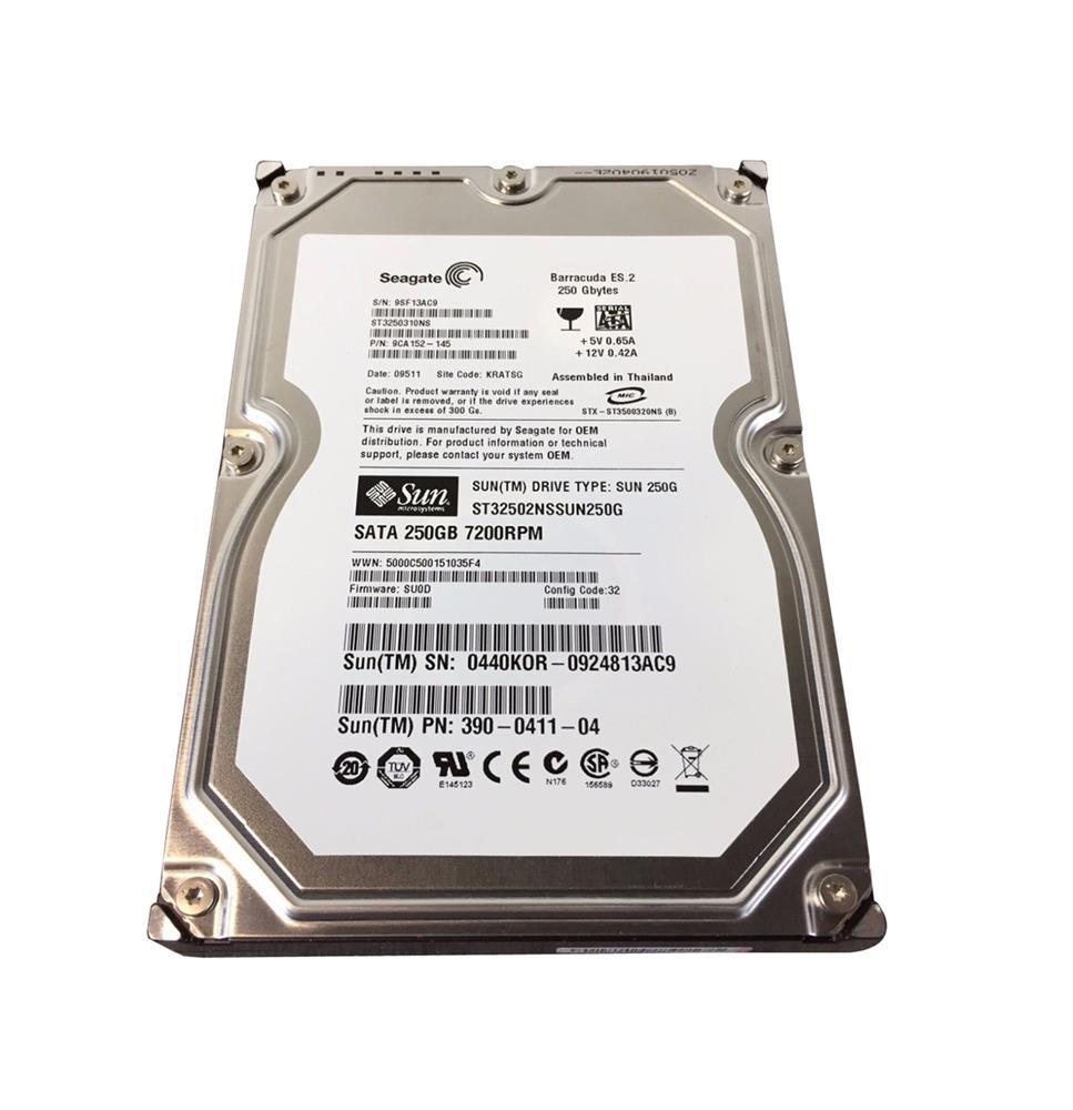 390-0411-01 Sun 250GB 7200RPM SATA 3Gbps 32MB Cache 3.5-inch Internal Hard Drive