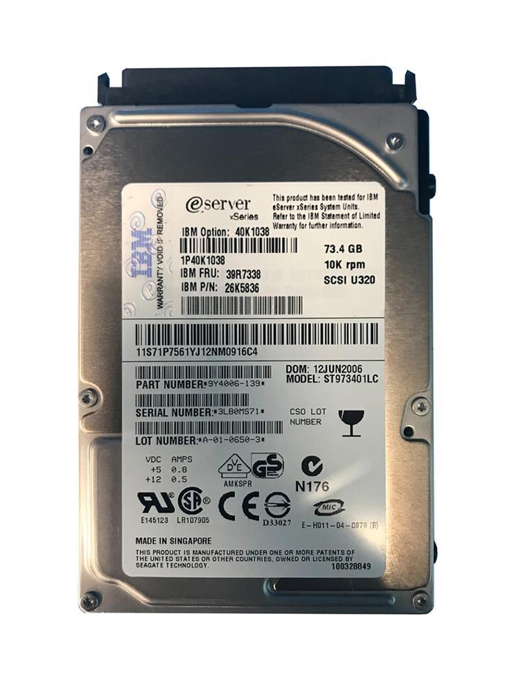 39R7338 IBM 73.4GB 10000RPM Ultra-320 SCSI 80-Pin 2.5-inch Internal Hard Drive for BladeCenter