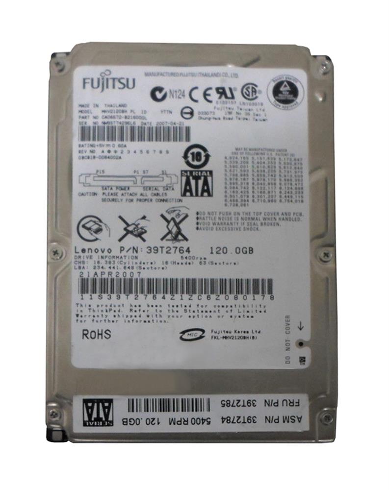 39T2785 IBM Lenovo 120GB 5400RPM SATA 1.5Gbps 8MB Cache 2.5-inch Internal Hard Drive for ThinkPad