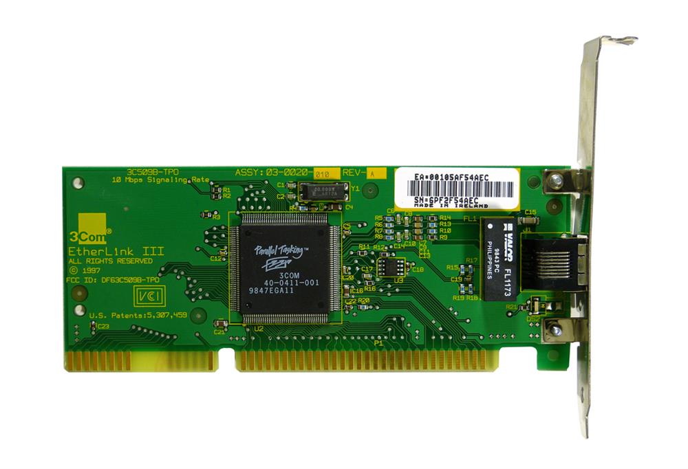 3C509B-TP0 3Com EtherLink III Single-Port RJ-45 10Mbps 10Base-T Ethernet BNC ISA Network Adapter