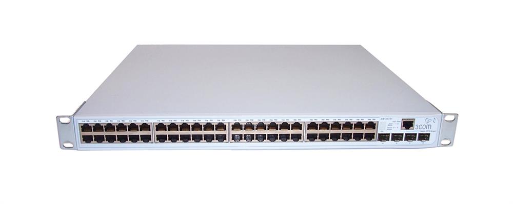 3CR17451-91 3Com SuperStack 3 3870 44-Ports 10/100/1000Base-T RJ-45 1Gbps Gigabit Ethernet Stackable Switch with 4x SFP (mini-GBIC) Ports (Refurbished)
