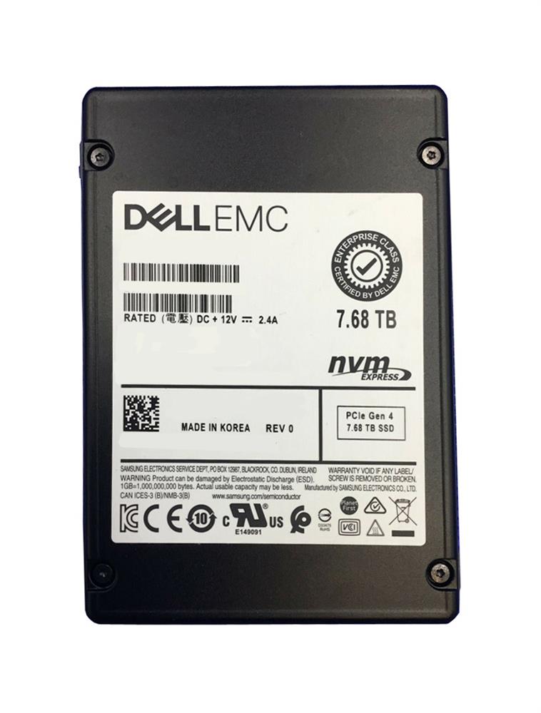 400-BKFB Dell EMC 7.68TB PCI Express 4.0 x4 NVMe Read Intensive U.2 2.5-inch Internal Solid State Drive (SSD)