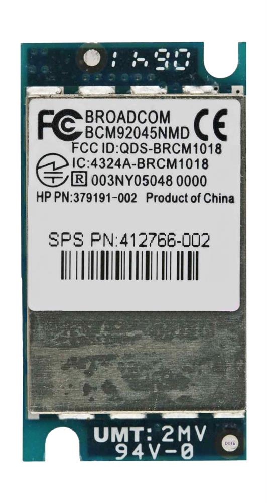 412766-002 HP Integrated Bluetooth 2.0 Wireless Module Embadded Blueflame (Broadcom) Circuit Board for DV9000 Series Notebooks
