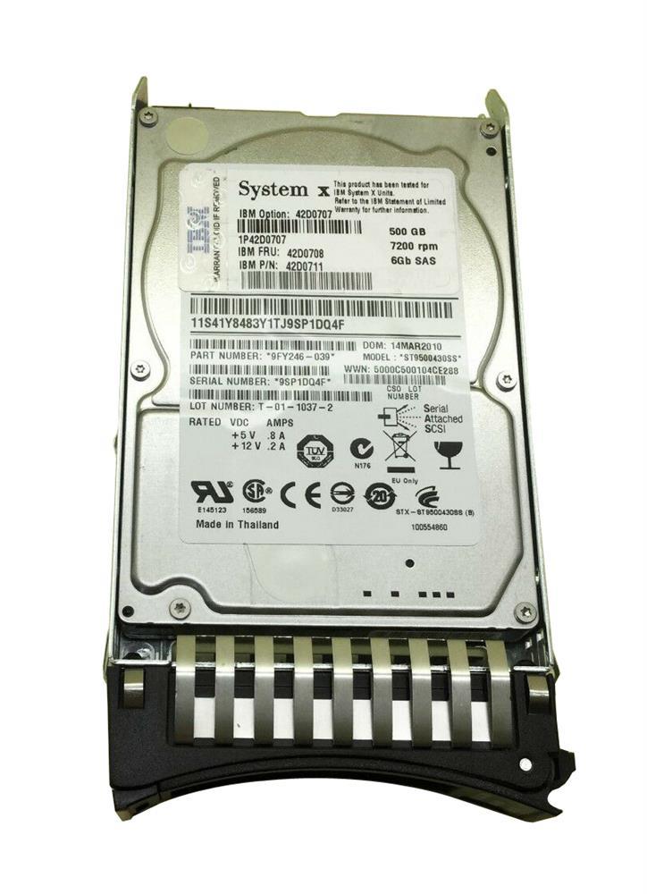 42D0707-B2 IBM 500GB 7200RPM SAS 6Gbps Nearline Hot Swap 2.5-inch Internal Hard Drive