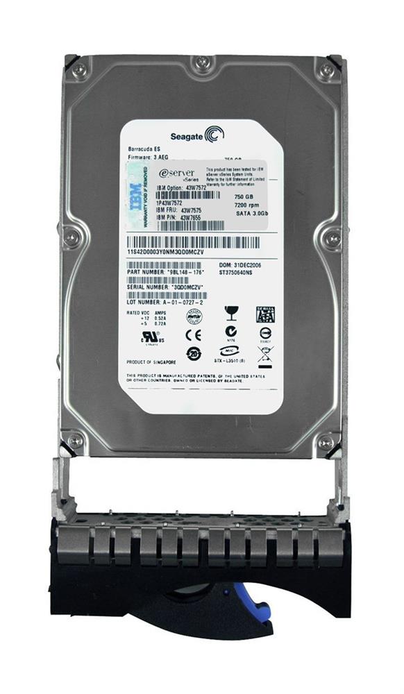43W7575-06 IBM 750GB 7200RPM SATA 3Gbps 16MB Cache 3.5-inch Internal Hard Drive with Tray