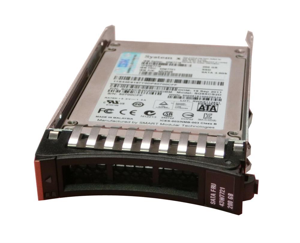 43W7721 IBM 200GB MLC SATA 3Gbps Hot Swap 2.5-inch Internal Solid State Drive (SSD)