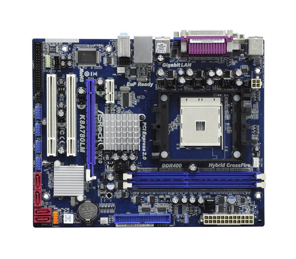 4711140871042 ASRock K8A780LM Socket 754 AMD 760G + SB710 Chipset AMD Athlon 64/ AMD Sempron Processors Support DDR 2x DIMM 4x SATA2 3.0Gb/s Micro ATX Motherboard (Refurbished)
