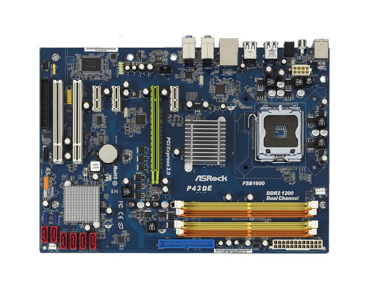 4711140872353 ASRock P43DE Socket LGA 775 Intel P43 + ICH10 Chipset Core 2 Extreme/ Core 2 Quad/ Core 2 Duo/ Pentium Dual-Core/ Celeron Dual-Core/ Celeron Processors Support DDR2 4x DIMM 6x SATA2 3.0Gb/s ATX Motherboard (Refurbished)
