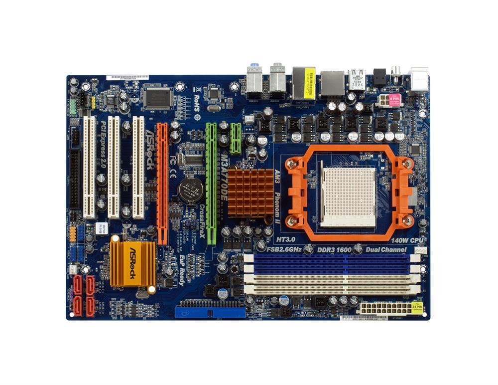 4711140875446 ASRock Socket AM3 AMD 770 + SB710 Chipset AMD Phenom II X6/ Phenom II X4/ Phenom II X3/ Phenom II X2/ AMD Athlon X4/ Athlon X3/ Athlon X2/ AMD Sempron Processors Support DDR3 4x DIMM 4x SATA2 3.0Gb/s ATX Motherboard (Refurbished)
