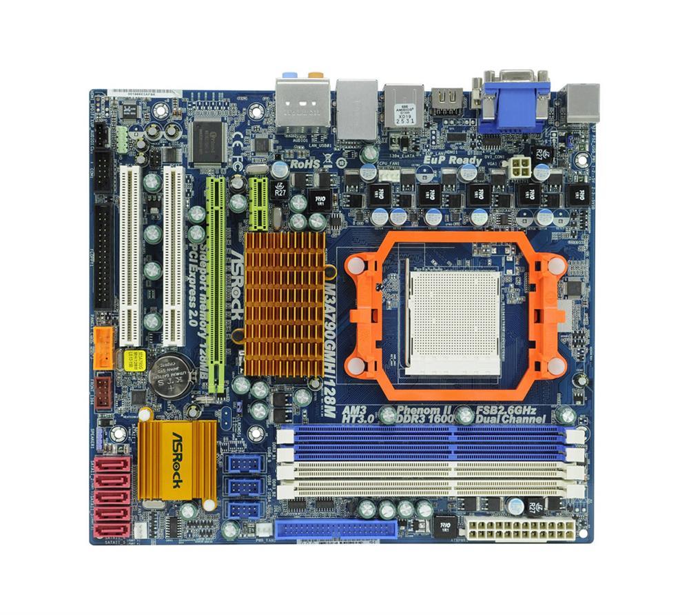 4711140875453 ASRock Socket AM3 AMD 790GX + SB750 Chipset AMD Phenom II X6/ II X4/ II X3/ II X2 / AMD Athlon II X4/ II X3/ II X2/ AMD Sempron Processors Support DDR3 4x DIMM 5x SATA2 3.0Gb/s Micro-ATX Motherboard (Refurbished)
