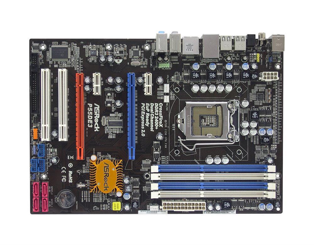 4711140878935 ASRock P55DE3 Socket LGA 1156 Intel P55 Chipset Core i7 / i5 / i3 / Pentium G6950 Processors Support DDR3 4x DIMM 4x SATA2 3.0Gb/s ATX Motherboard (Refurbished)
