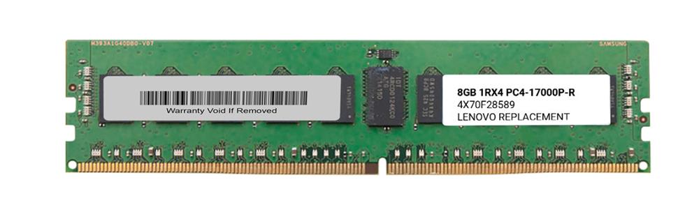 4X70F28589 Lenovo 8GB PC4-17000 DDR4-2133MHz Registered ECC CL15 288-Pin DIMM 1.2V Single Rank Memory Module