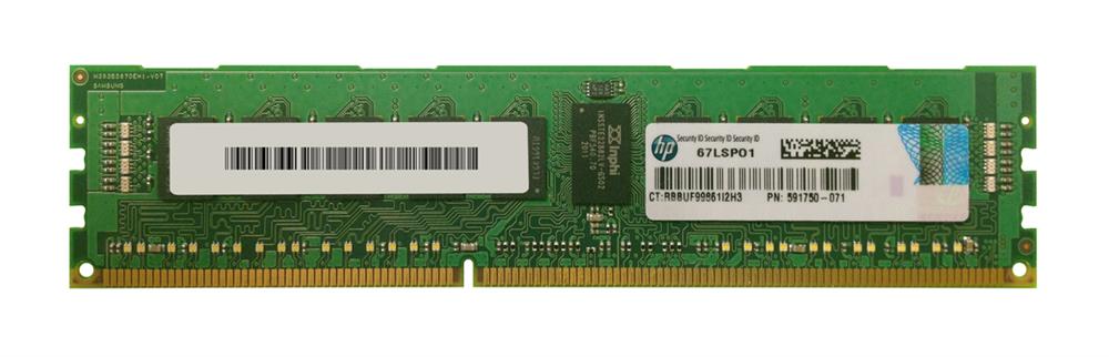 591750-071U HP 4GB PC3-10600 DDR3-1333MHz ECC Registered CL9 240-Pin DIMM Memory Module