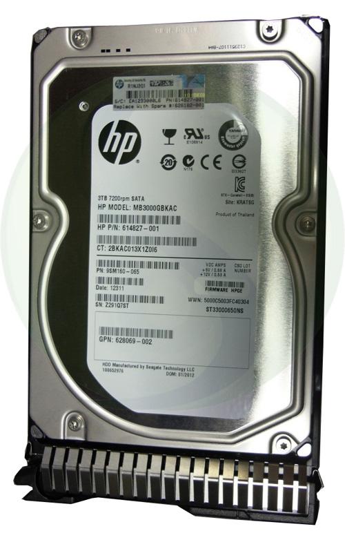 628069-002 HP 3TB 7200RPM SATA 6Gbps 3.5-inch Internal Hard Drive with Tray