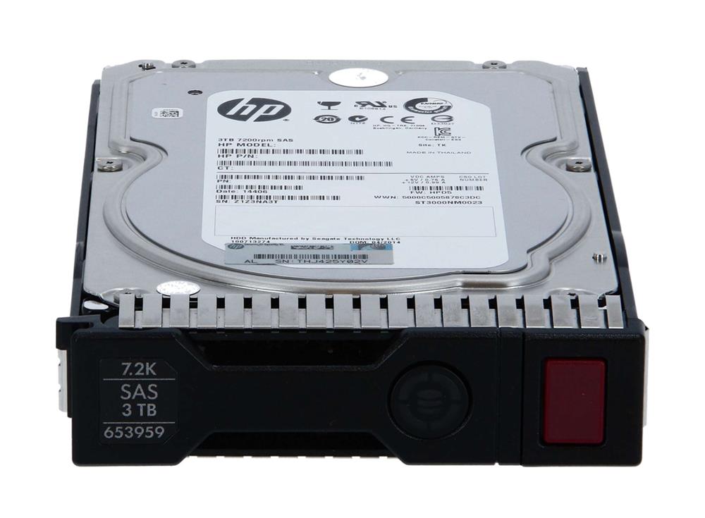 653959-001 HP 3TB 7200RPM SAS 6Gbps Dual Port Midline Hot Swap 3.5-inch Internal Hard Drive with Smart Carrier