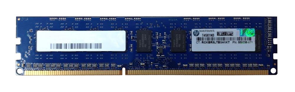 669238-071 HP 4GB PC3-12800 DDR3-1600MHz ECC Unbuffered CL11 240-Pin DIMM Dual Rank Memory Module
