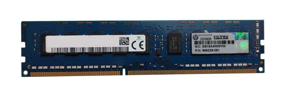 669239-081 HP 8GB PC3-12800 DDR3-1600MHz ECC Unbuffered CL11 240-Pin DIMM Dual Rank Memory Module