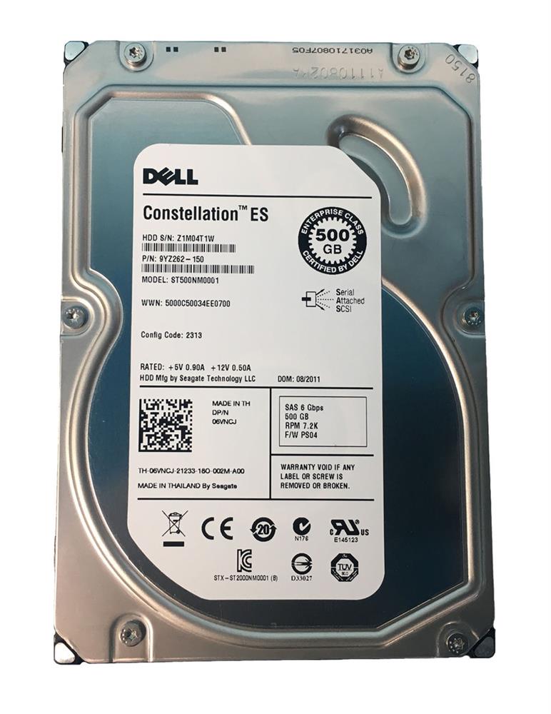 6VNCJ Dell 500GB 7200RPM SAS 6Gbps Nearline 64MB Cache 3.5-inch Internal Hard Drive