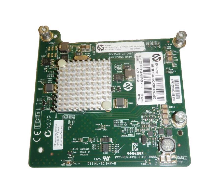 700748-B21 HP FlexFabric 534M Dual-Ports 10Gbps Gigabit Ethernet PCI Express 2.0 x8 Mezzanine Network Adapter