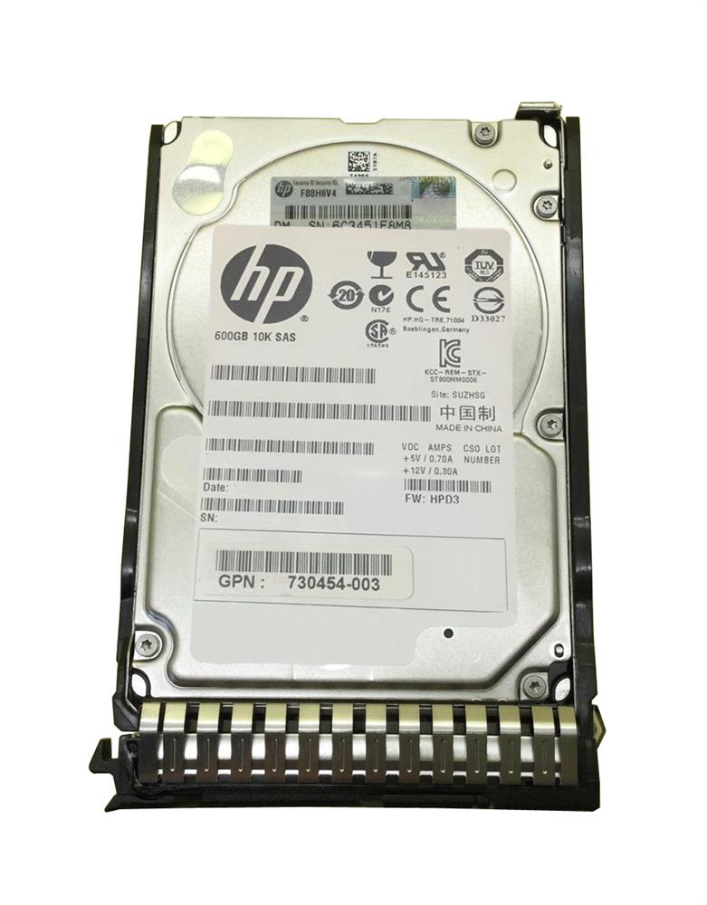 730454-003 HP 600GB 10000RPM SAS 6Gbps Dual Port Hot Swap 2.5-inch Internal Hard Drive
