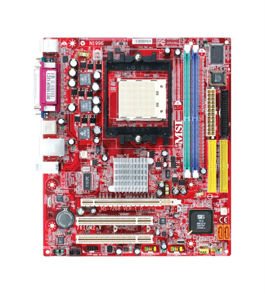 761GM2-V MSI Socket 939 SIS 761 GX + 964 Chipset AMD Athlon 64 X2/ Athlon 64 FX/ Athlon 64 Processors Support DDR 2x DIMM 2x SATA 1.50Gb/s Micro-ATX Motherboard (Refurbished)