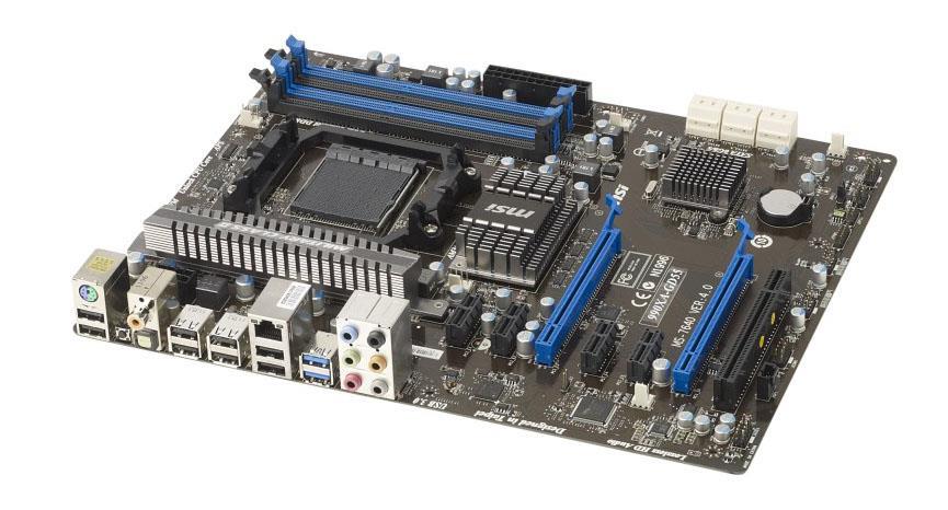 7640-060R MSI Socket AM3+ AMD 990X + SB950 Chipset AMD FX/ Phenom II X6/ Phenom II X4/ Phenom II X3/ Phenom II X2/ AMD Athlon II X4/ Athlon II X3/ Athlon II X2/ AMD Sempron Processors Support DDR3 4x DIMM 6x SATA 6.0Gb/s ATX Motherboard (Refurbished)